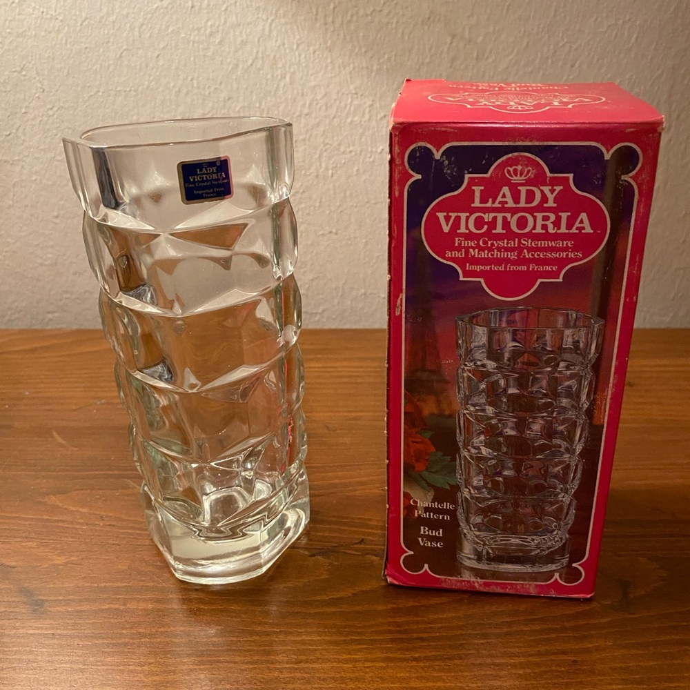 Lady Victoria Vintage Crystal Chantelle Bud Vase Imported from France W Box